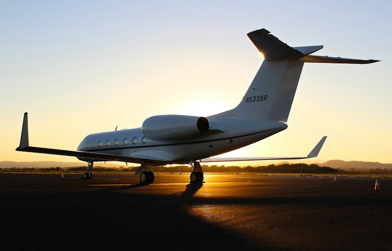 Dassault Falcon jet in sky